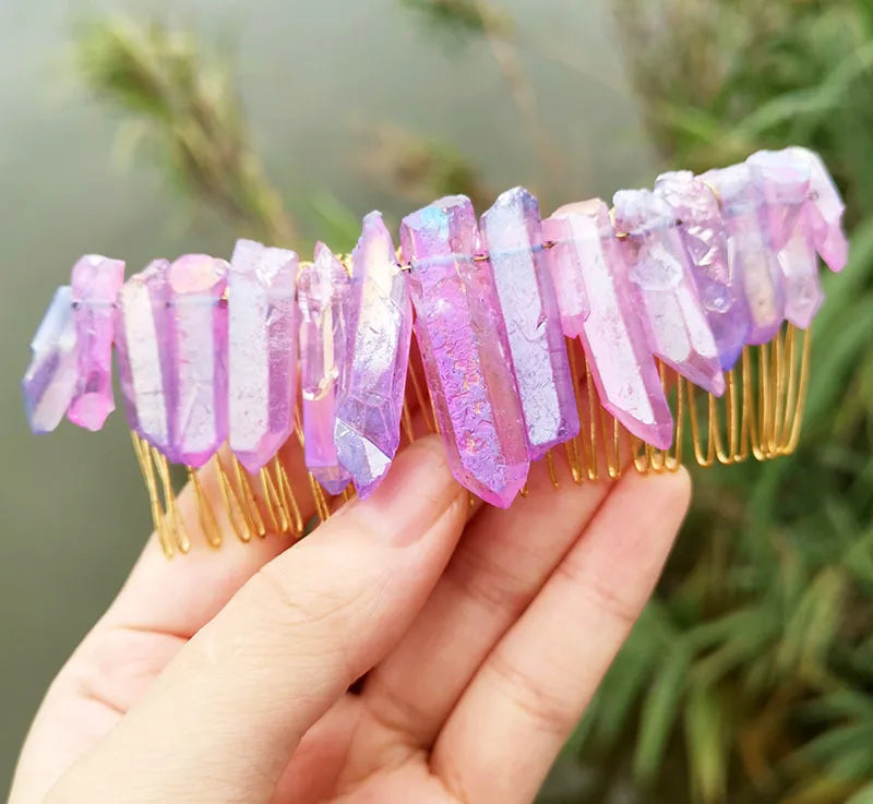 Raw Crystal Wedding Hair Accessories Hair Comb Hair Fork Hairpin