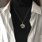 Raylove 925 Silver Daisy Necklace Vintage Bracelet Set