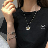 Raylove 925 Silver Daisy Necklace Vintage Bracelet Set