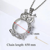 Reading Glasses Chain Magnifying Glass Necklace Owl Pendant Crystal Magnifier