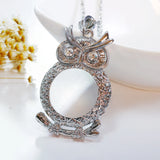 Reading Glasses Chain Magnifying Glass Necklace Owl Pendant Crystal Magnifier