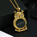 Reading Glasses Chain Magnifying Glass Necklace Owl Pendant Crystal Magnifier