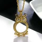 Reading Glasses Chain Magnifying Glass Necklace Owl Pendant Crystal Magnifier
