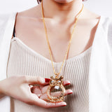 Reading Glasses Chain Magnifying Glass Necklace Owl Pendant Crystal Magnifier