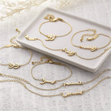 Muslim Name Bracelet Letters A-Z Stainless Steel 18k Plated Eid Gift