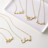 Arabic Stainless Steel Islamic Name Necklace A-Z Letters Pendant Ramadan Gift