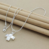 925 Silver Short Cross Pendant Necklace High Class