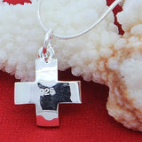 925 Silver Short Cross Pendant Necklace High Class
