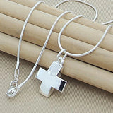 925 Silver Short Cross Pendant Necklace High Class