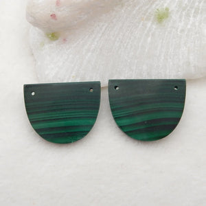Malachite Earrings Semicircle 25x20x3mm