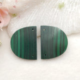 Malachite Earrings Semicircle 25x20x3mm