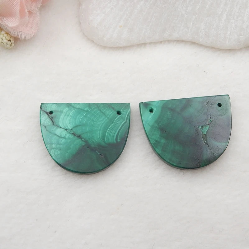 Malachite Earrings 25x20mm Semicircle 9.5g