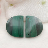 Malachite Earrings Semicircle 25x20x3mm