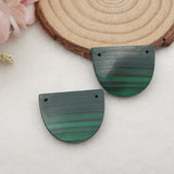 Malachite Earrings Semicircle 25x20x3mm