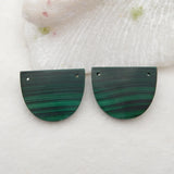 Malachite Earrings Semicircle 25x20x3mm