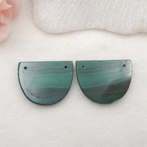 Malachite Earrings Semicircle 25x20x3mm