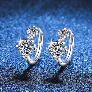 1.2ct Moissanite Hoop Earrings Platinum Plated