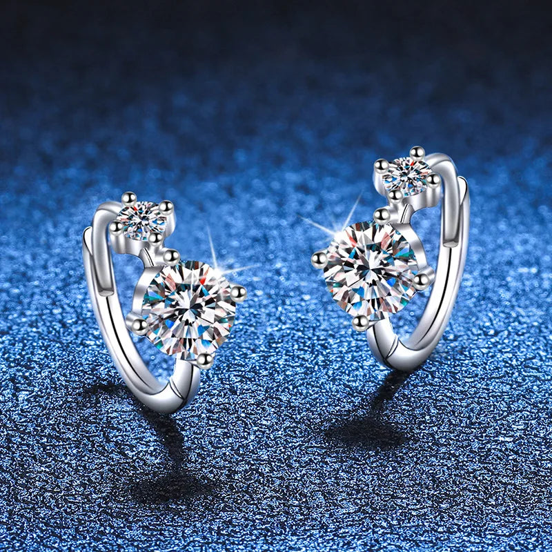 1.2ct Moissanite Hoop Earrings Platinum Plated