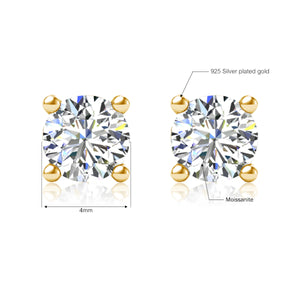 Moissanite Stud Earrings 0.3ct Sterling Silver 14K Plated