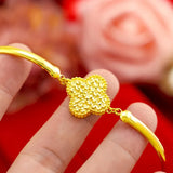100% 14k Four Leaf Clovers Bangle Wedding Party Jewelry