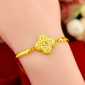 100% 14k Four Leaf Clovers Bangle Wedding Party Jewelry