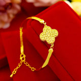 100% 14k Four Leaf Clovers Bangle Wedding Party Jewelry