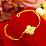 100% 14k Four Leaf Clovers Bangle Wedding Party Jewelry
