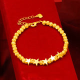 24K Five Star Transfer Bead Bracelet Bangle Women Jewelry