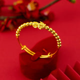 100% 24K Lucky Pixiu Beads Bracelet for Women Men