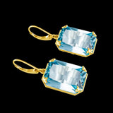 925 Silver Aquamarine 14K Plated Drop Earrings Women Wedding Gift