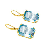 925 Silver Aquamarine 14K Plated Drop Earrings Women Wedding Gift