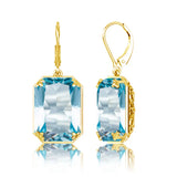 925 Silver Aquamarine 14K Plated Drop Earrings Women Wedding Gift