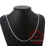 100% 925 Sterling Silver 4MM Rope Chain Unisex Necklace