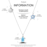 925 Silver Sea Turtle Evil Eye Pendant Necklace For Women