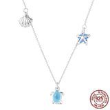 925 Silver Sea Turtle Evil Eye Pendant Necklace For Women