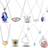 925 Silver Sea Turtle Evil Eye Pendant Necklace For Women