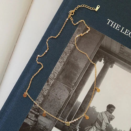 925 Sterling Silver Boho Disc Choker Necklace
