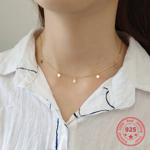 925 Sterling Silver Boho Disc Choker Necklace