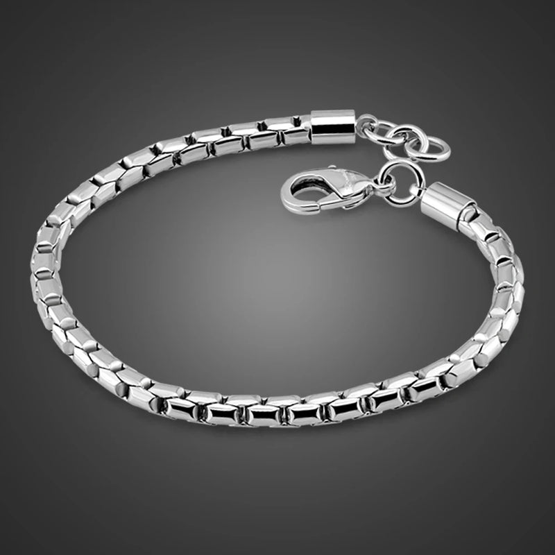925 Sterling Silver 5MM Box Chain Bracelet for Men