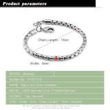 925 Sterling Silver 5MM Box Chain Bracelet for Men