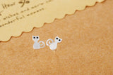 925 Silver Cat Stud Earrings Women Girls