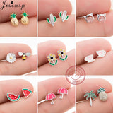 925 Sterling Silver Earrings Cute Cat Bee Cactus