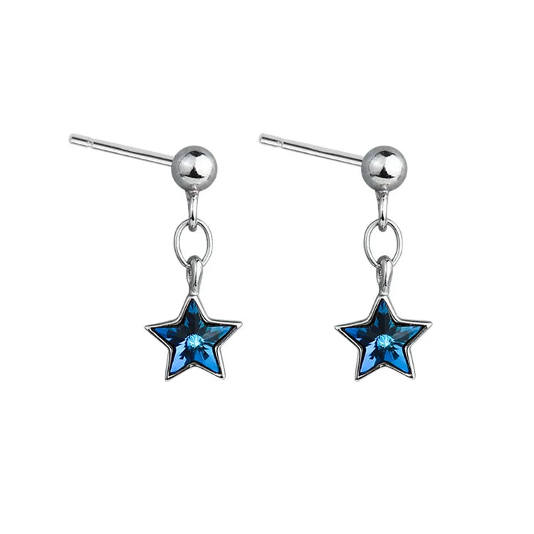 925 Silver Star CZ Stud Earrings For Women Fine 925 Jewelry Wedding Gift