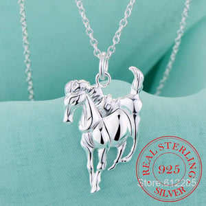 925 Sterling Silver Horse Necklace Small Pendant for Women