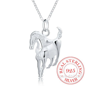 925 Sterling Silver Horse Necklace Small Pendant for Women