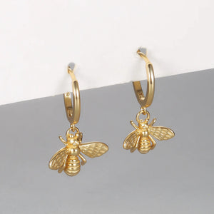 925 Silver Punk Bee Stud Earrings for Women Animal Bohemia Accessories