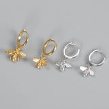 925 Silver Punk Bee Stud Earrings for Women Animal Bohemia Accessories