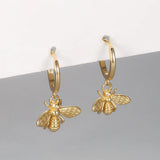 925 Silver Punk Bee Stud Earrings for Women Animal Bohemia Accessories