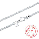 925 Sterling Silver Men's Twisted Rope Chain Necklace 16-30inch