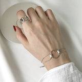 925 Silver Punk Geometric Snake Chain Bracelet for Women